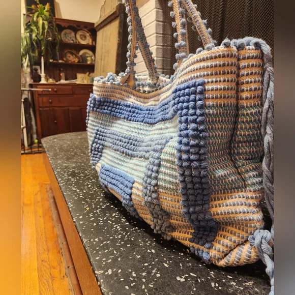 Antonello Tedde Woven Blue And White Large Tote Bag